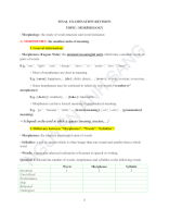 MORPHOLOGY - REVISION