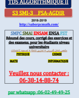 °°TDs ALGORITHMIQUE II 18 19FSA AGADIR SMI3.pdf