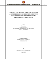 Trexia Mae Lechoncito - Passing A Law Against Political Dynasty- A Comprehensive Guide on its Effective Enactment in the Philippines using Principles of Competition.pdf