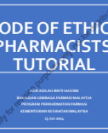 Code of Ethics for Pharmacists 2018 Tutorial 