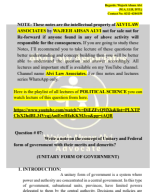 Political science Question No 07 What is unitary and federal form of Governemnt explain with merits and demerits..pdf