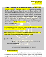 Political science Question No 08 write a note on Parliamentary and Presidential form of Government..pdf