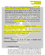 Pakistan Study Question No 12 write a note on the 14 points of Quaid e Azam Muhammad Ali Jinnah ..pdf