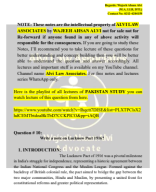 Pakistan Study Question No 10 write a note on the Lucnow Pact 1916..pdf