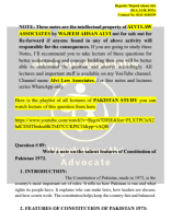 Pakistan Study Question No 09 write a note on salient features of constitution of pakistan 1973..pdf