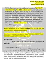 Pakistan Study Question No 08 Write a note on the aims and objectives of creation of  Pakistan..pdf