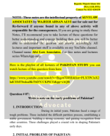 Pakistan Study Question No 07 Write a note on early problems of Pakistan..pdf