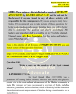 Pakistan Study Question No 06 Write a Note on the services of Sir Syed Ahmad Khan..pdf