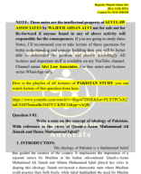 Pakistan Study Question No 01 Write a note on the ideology of Pakistan..pdf