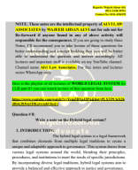 World Legal System Question No 8 Write a Note on the Hybrid legal system..pdf