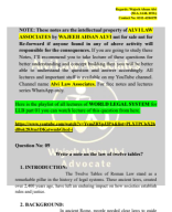 World legal System Question No 9 write a note on the Law of Twelve tables..pdf