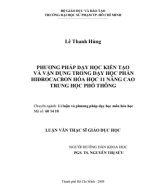 Luận văn Phương pháp dạy học kiến tạo và vận dụng trong dạy học phần hiđrocacbon hóa học 11 nâng cao trung học phổ thông.pdf