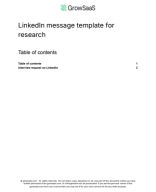 GrowSaaS: LinkedIn message template for research